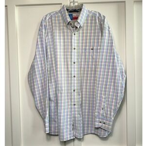Wrangler George Strait Cowboy Cut Mens Long Sleeve Plaid Western Shirt Pastel‎